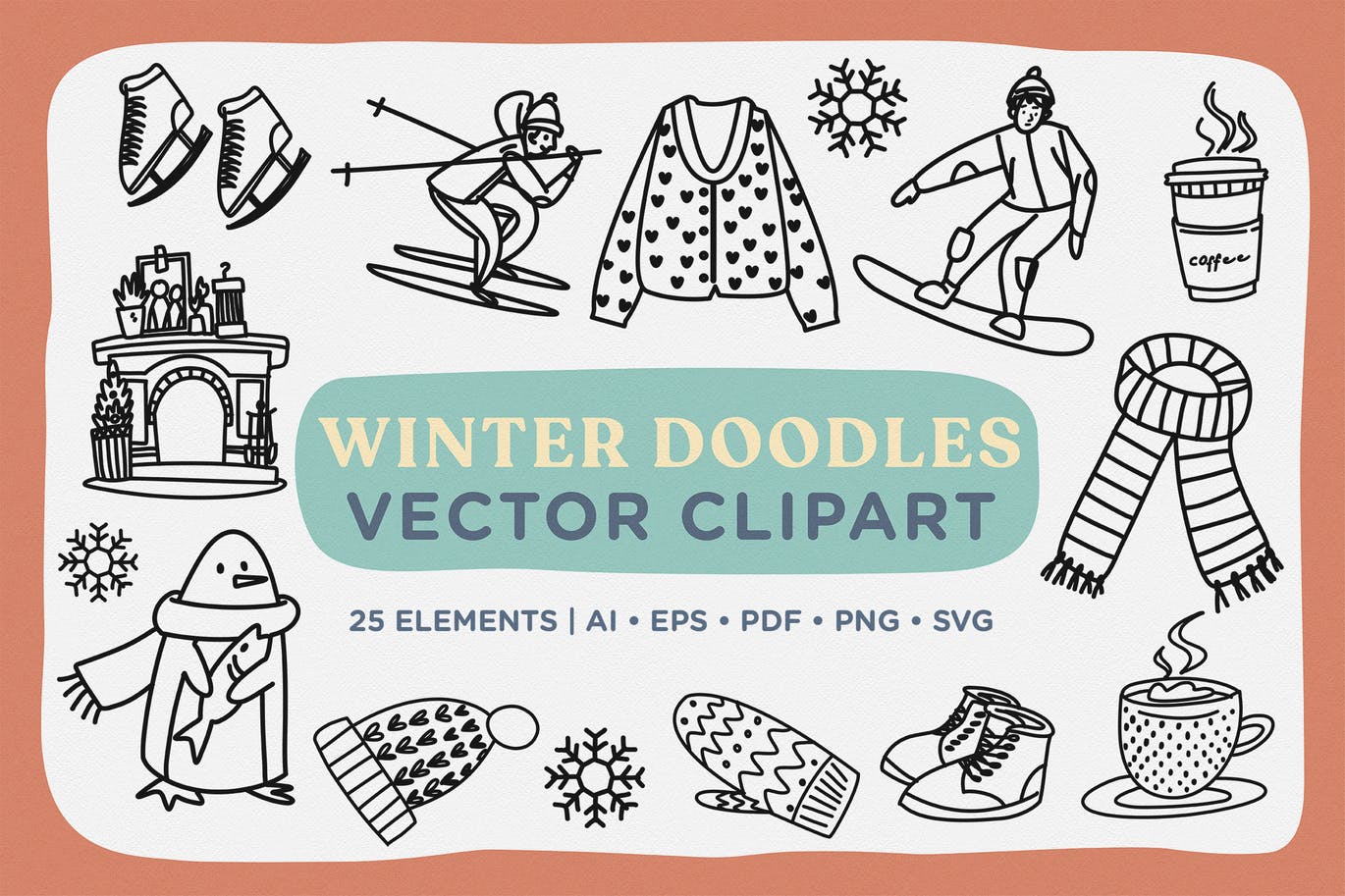 冬季涂鸦矢量插画