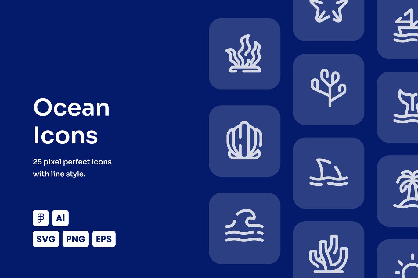 海洋动物线型图标