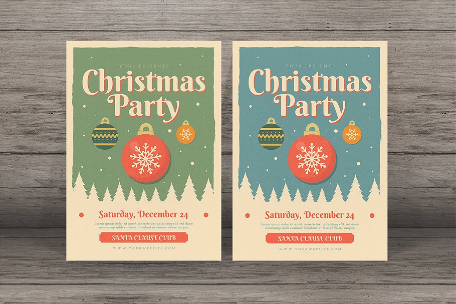 复古圣诞活动宣传单模板 Retro Christmas Event Flyer