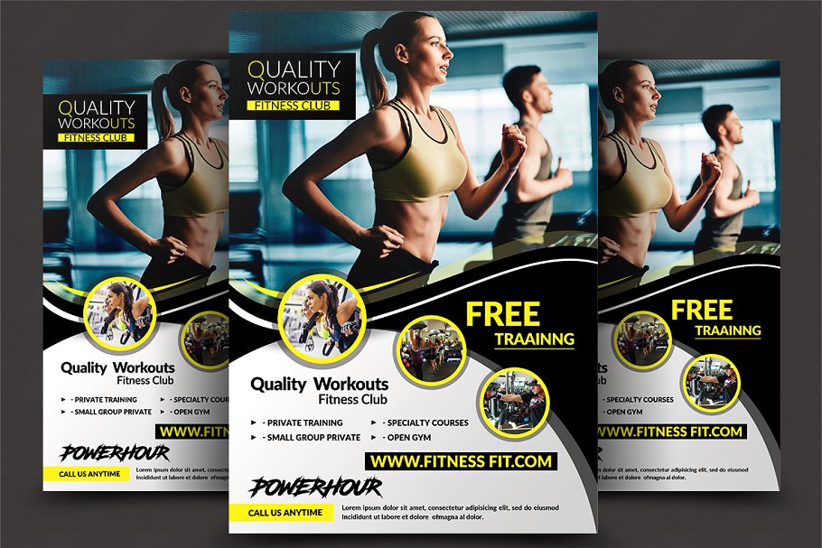 健身塑形宣传海报模板 Fitness Flyer – Gym Flyer Templates