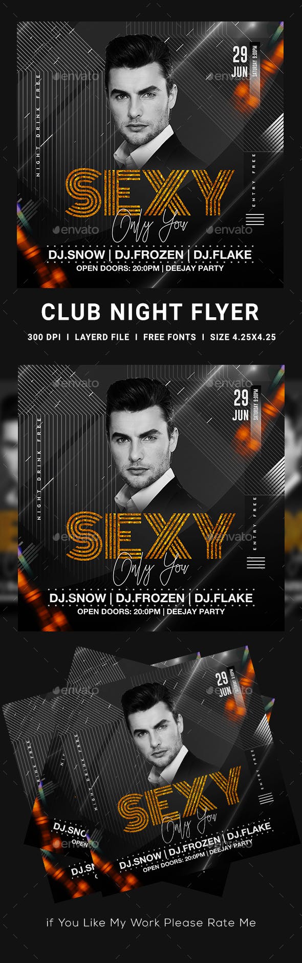 夜总会DJ派对传单设计模板