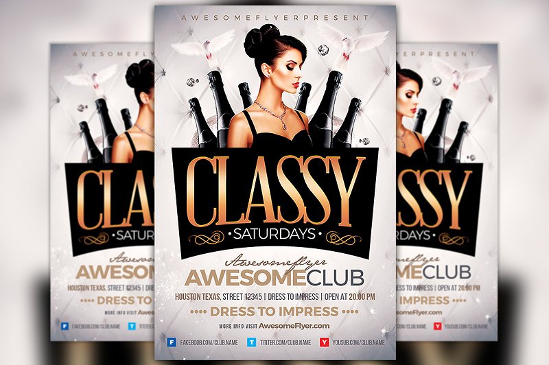 晚会酒会海报设计模板 Classy Saturdays Flyer Template