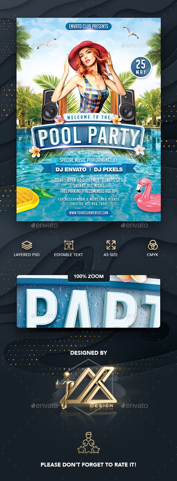 激情夏日泳池派对传单