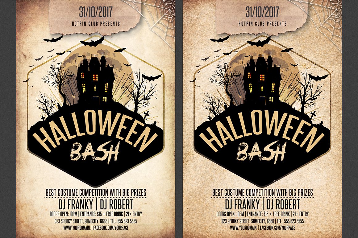 经典万圣节海报制作模板 Halloween Bash Party Flyer