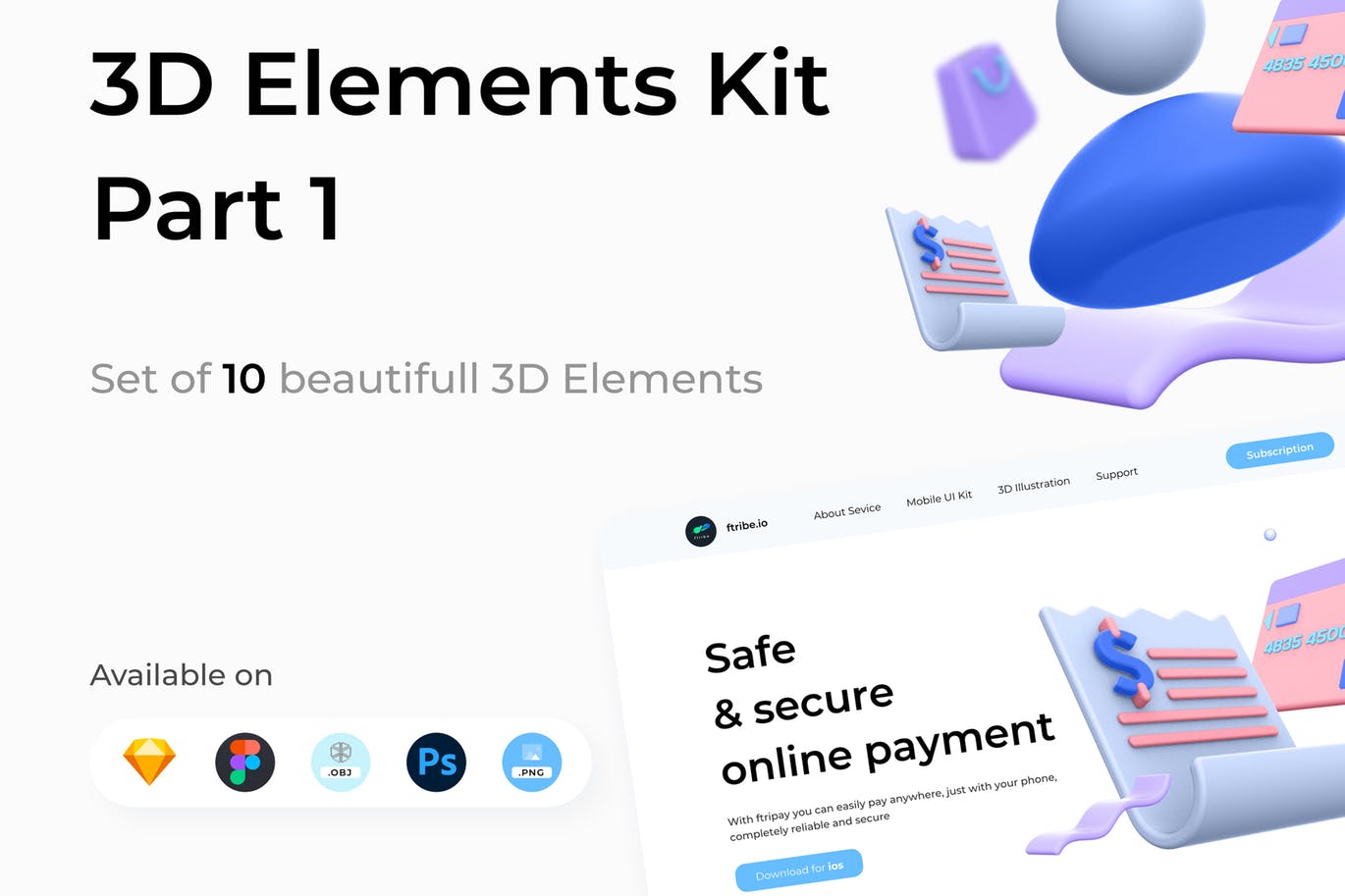 时尚高端C4D渲染风格3D立体图标icon大集合-FIG, PNG, PSD, SKETCH（Vol.1）