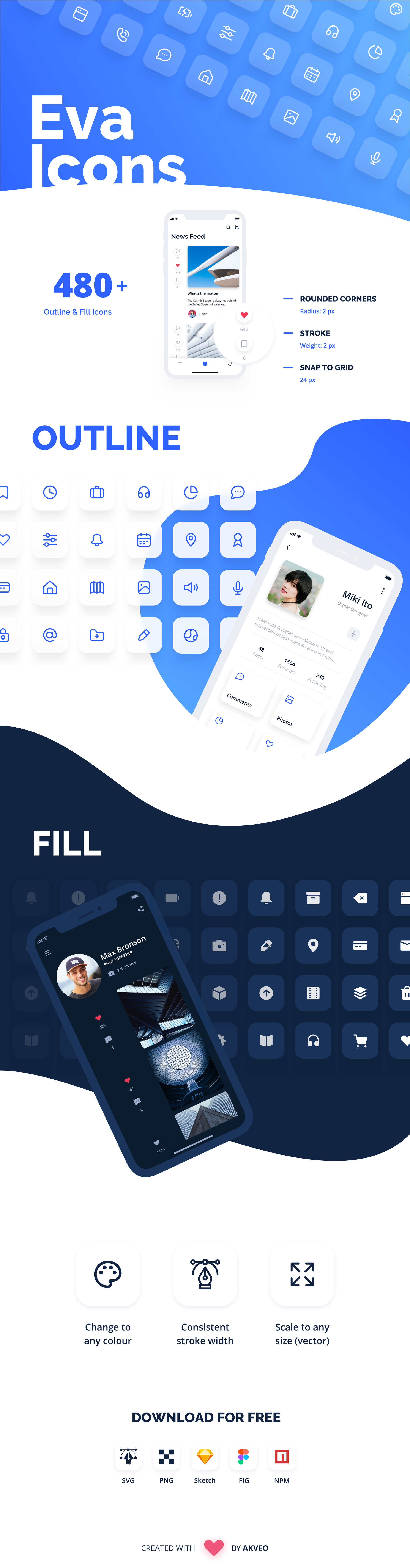 480+精心制作的图标集