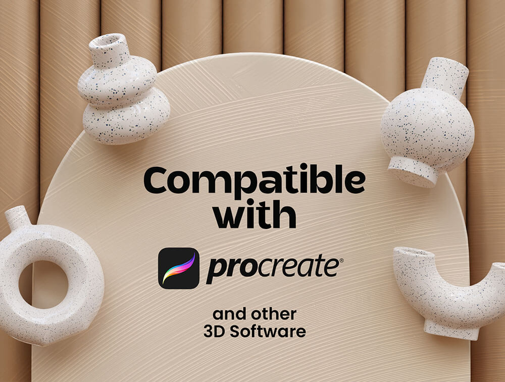 陶瓷花瓶Procreate笔刷&3D素材