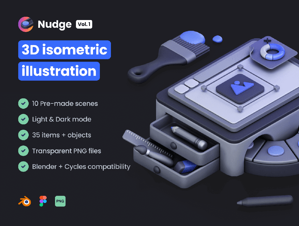 电子设备等距3D插画素材