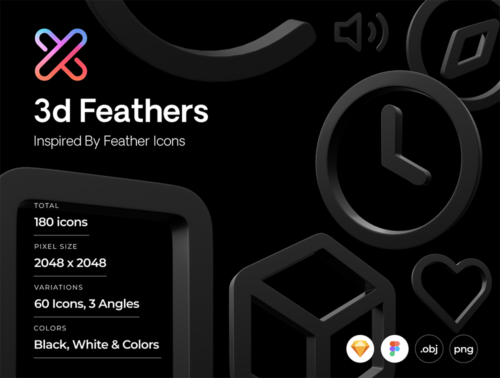 黑白风格手机UI设计3D图标包