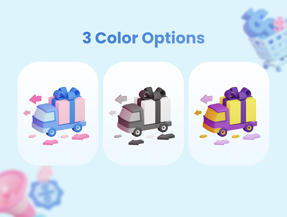 电子商务元素3D图标