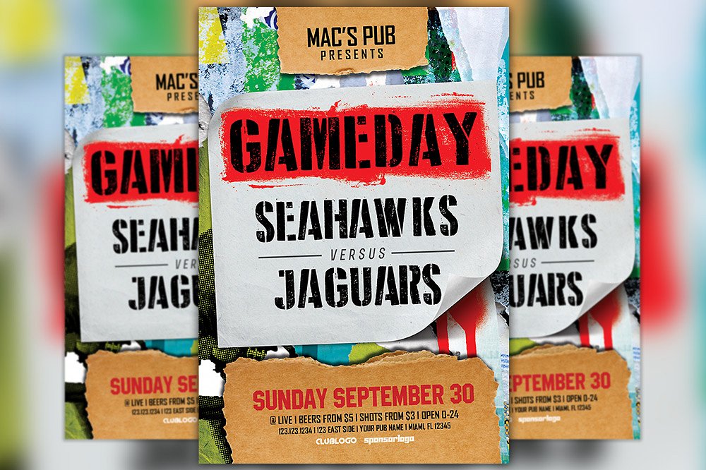 足球运动比赛传单模板 Football Sport Game Flyer Template