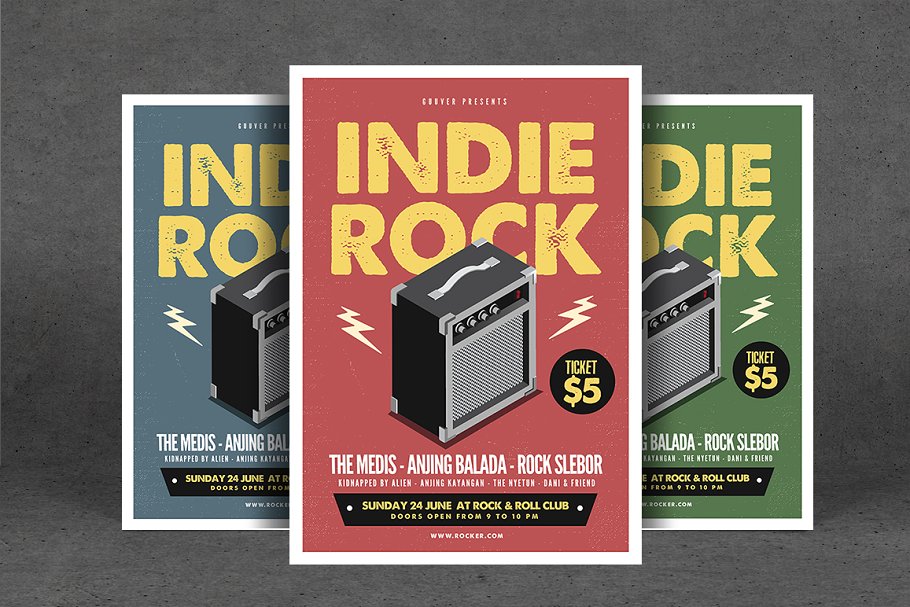 独立摇滚音乐宣传单模板 Indie Rock Music Flyer