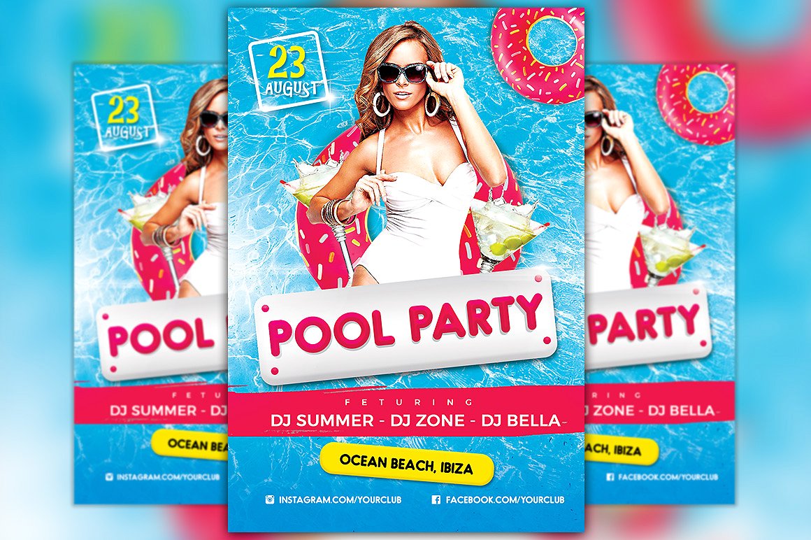 夏季游泳池海报设计模板 Pool Party Flyer Template Vol 2