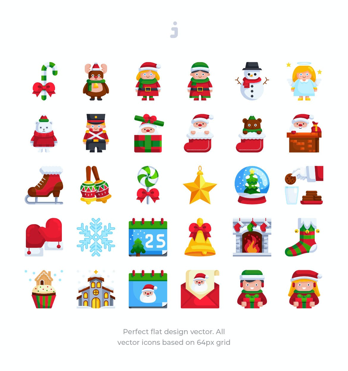 圣诞节平面图标元素[AI,EPS,PNG,SVG]