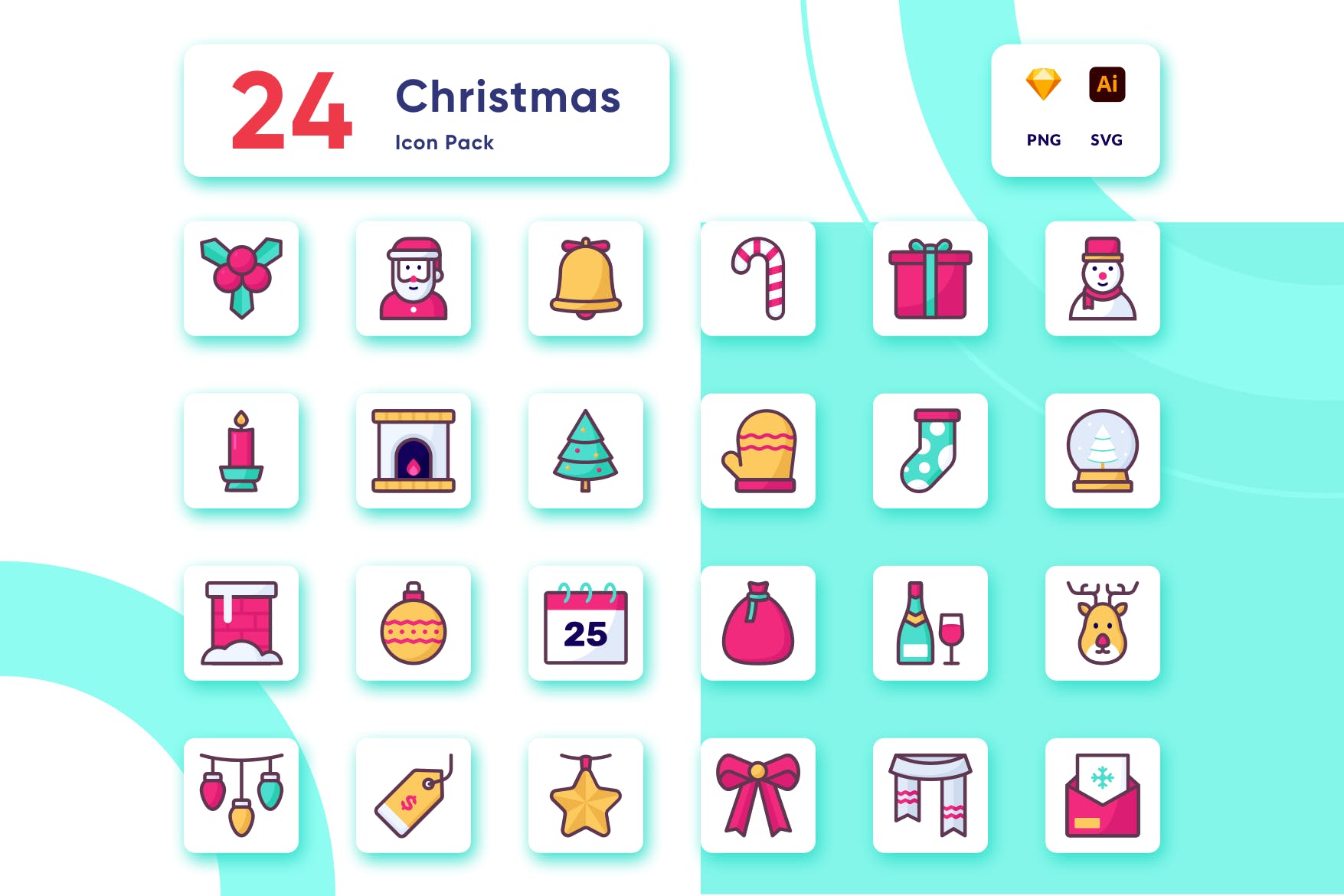 圣诞物品装饰图标集合[AI,PNG,SKETCH,SVG]