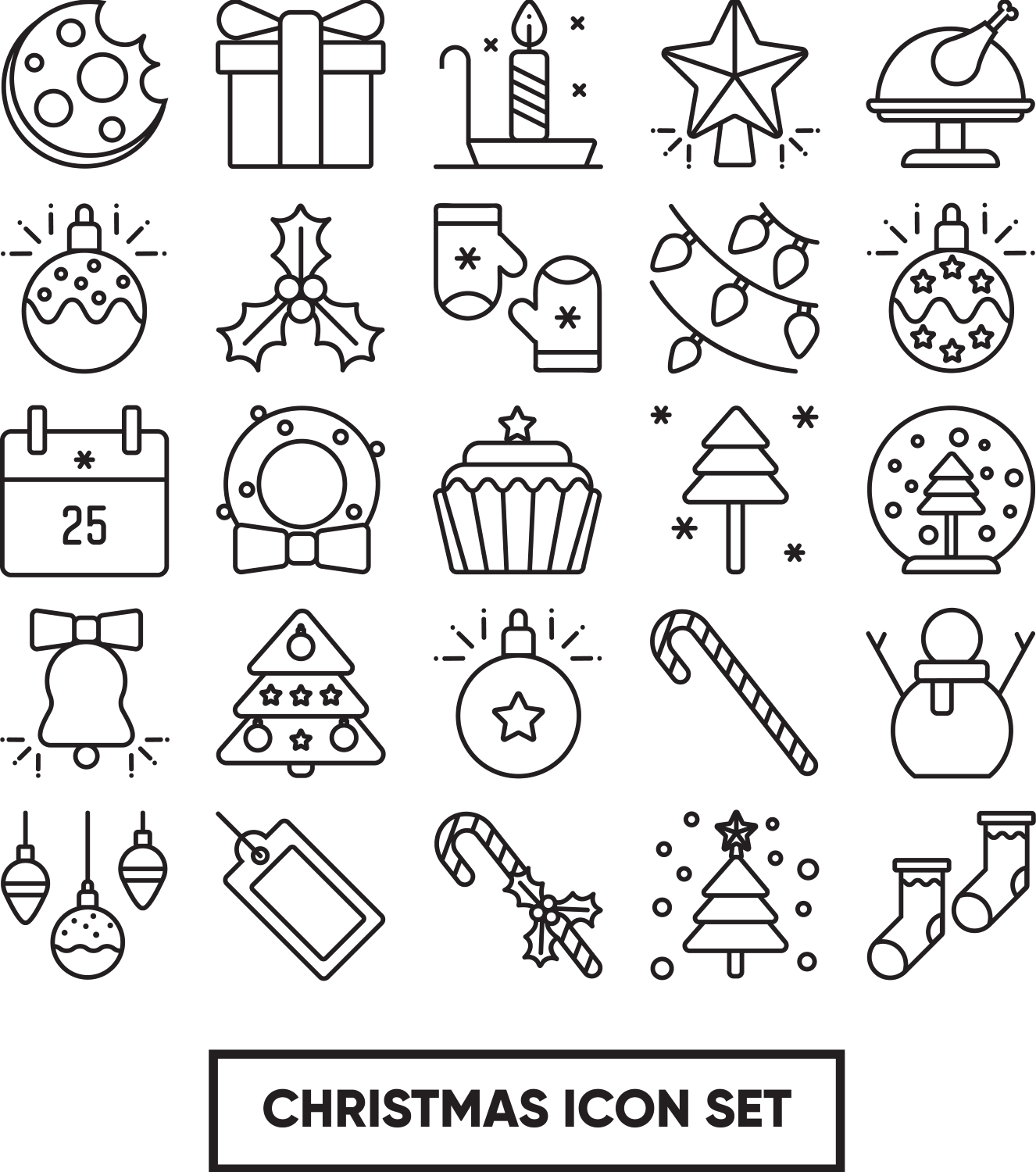 完美的圣诞节图标合集（AI,EPS,PNG,SVG）