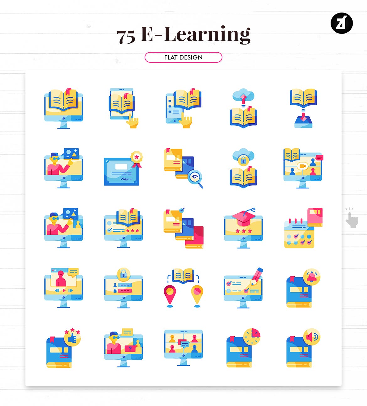 在线学习网课相关元素图标（AI,EPS,PDF,PNG,SVG）