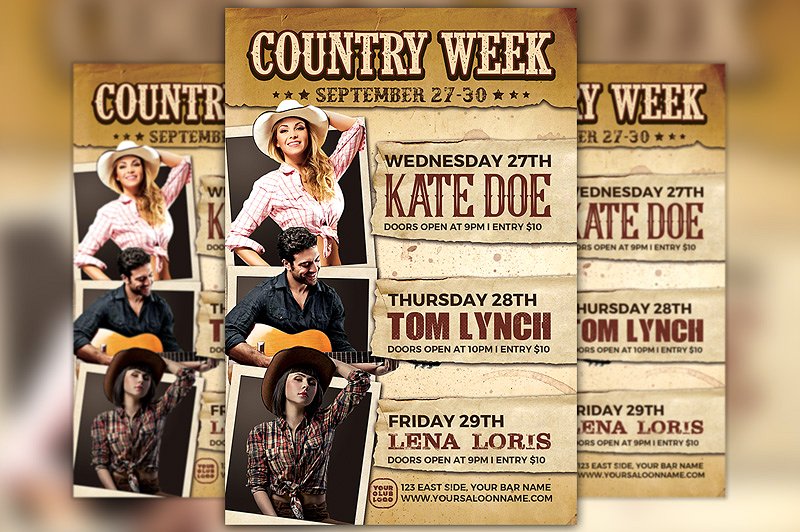 经典海报设计模板 Country Week Flyer Template