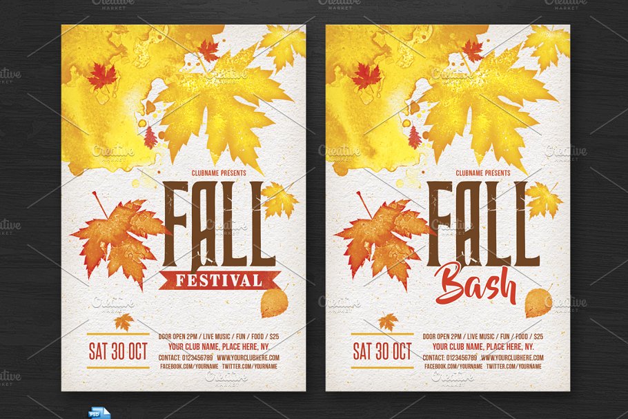 秋天海报设计模板 Fall Bash / Festival