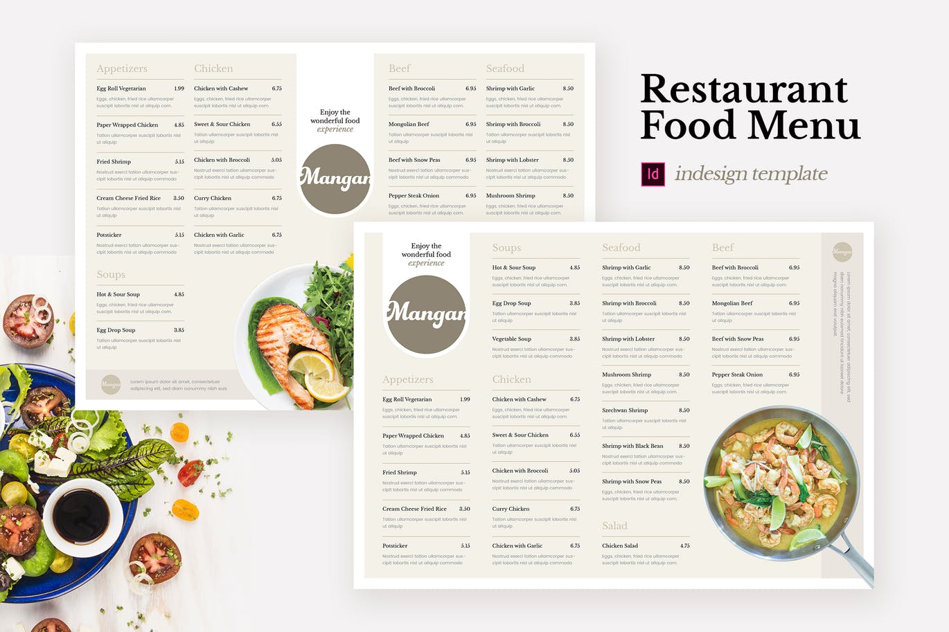 优雅多用途的高品质菜单菜谱设计模板