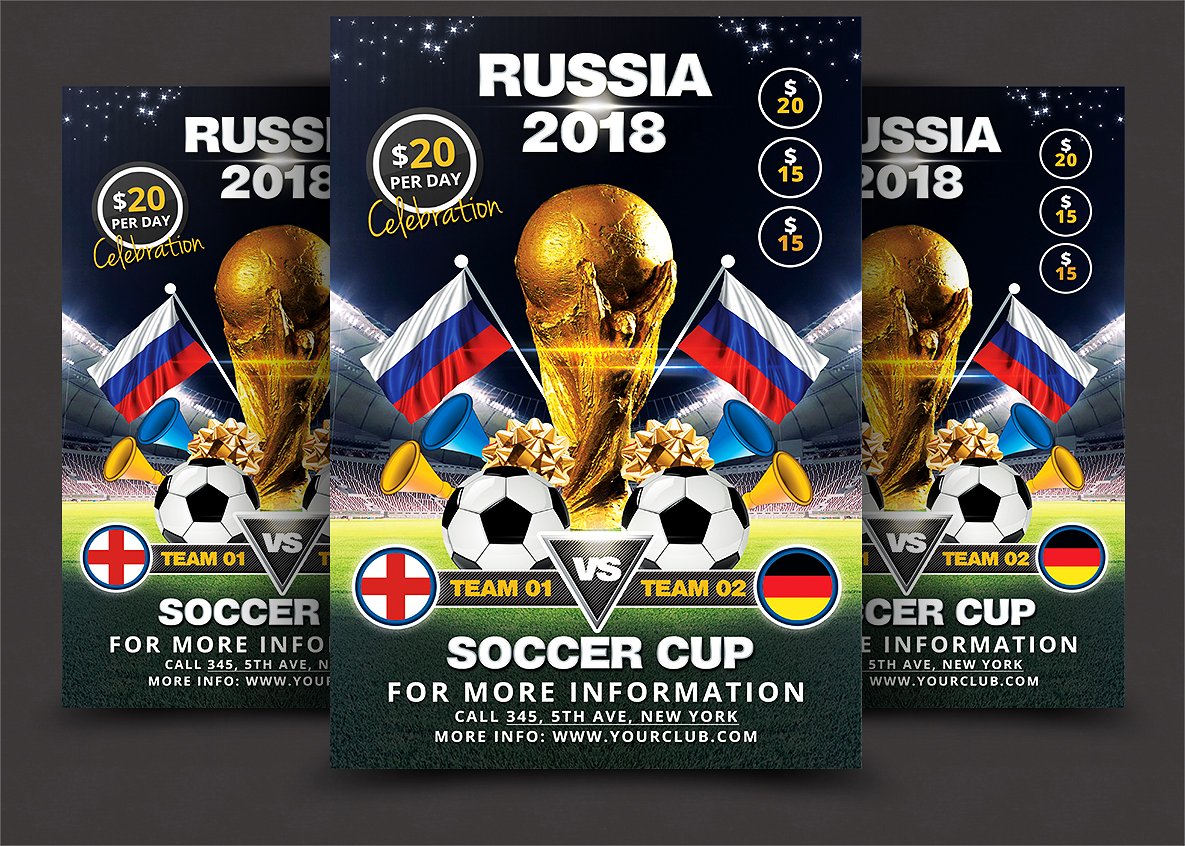 足球杯宣传单模板 Soccer Cup Flyer Template