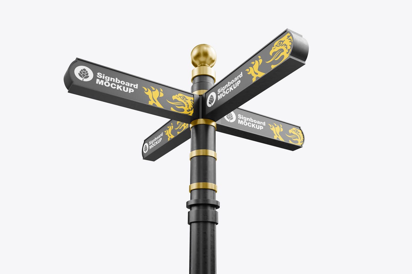 城市金属方向路牌标志设计样机素材 Urban Directions Sign Mockup