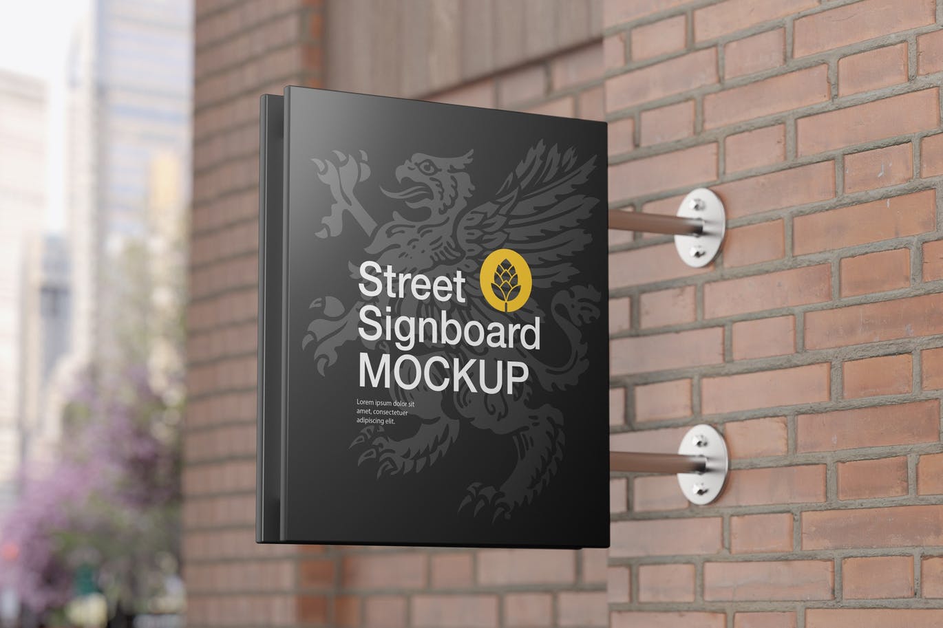 街道墙招牌广告样机素材 Street Signboard Wall Mockup
