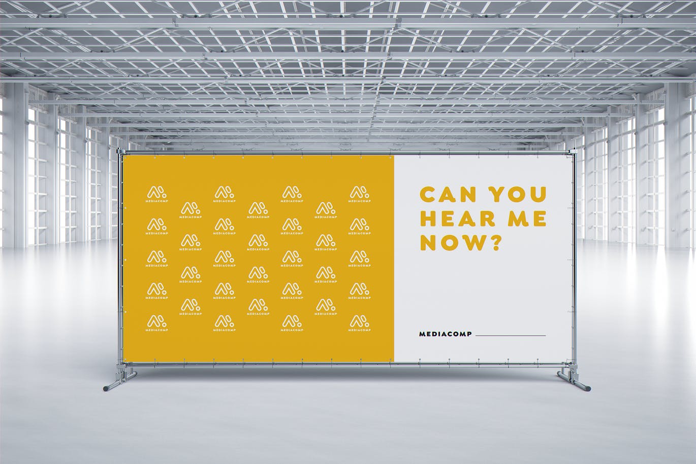 铁架新闻媒体墙横幅Banner样机素材 Press Wall – Media Wall – Banner MockUp