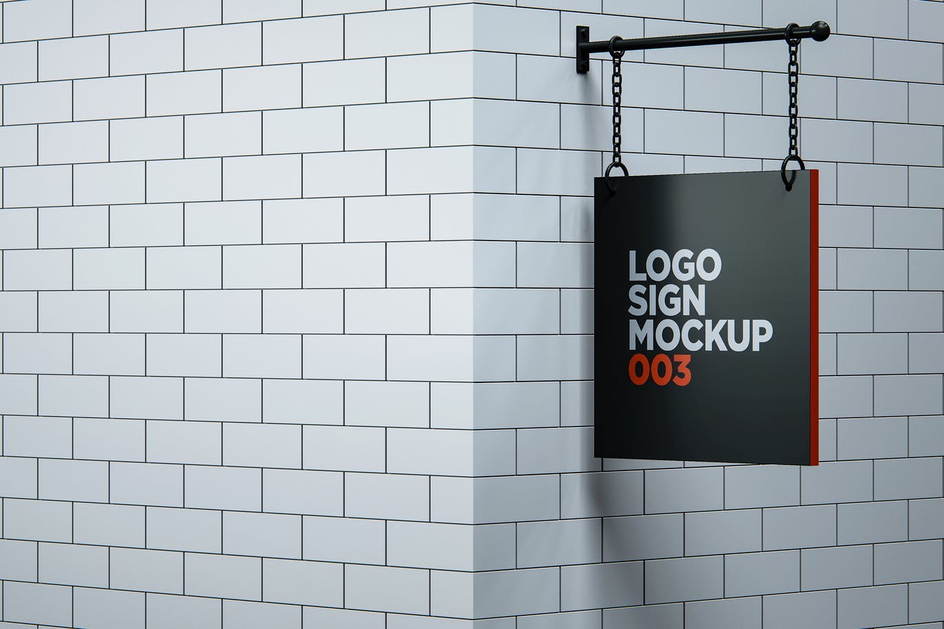 吊索广告牌Logo设计样机模板 Logo Sign Mockup 003