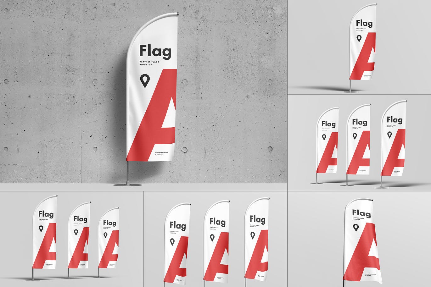 羽毛旗帜广告品牌设计样机模板 Feather Flag Mockup