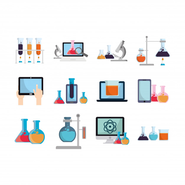 独立的化学实验研究图标集