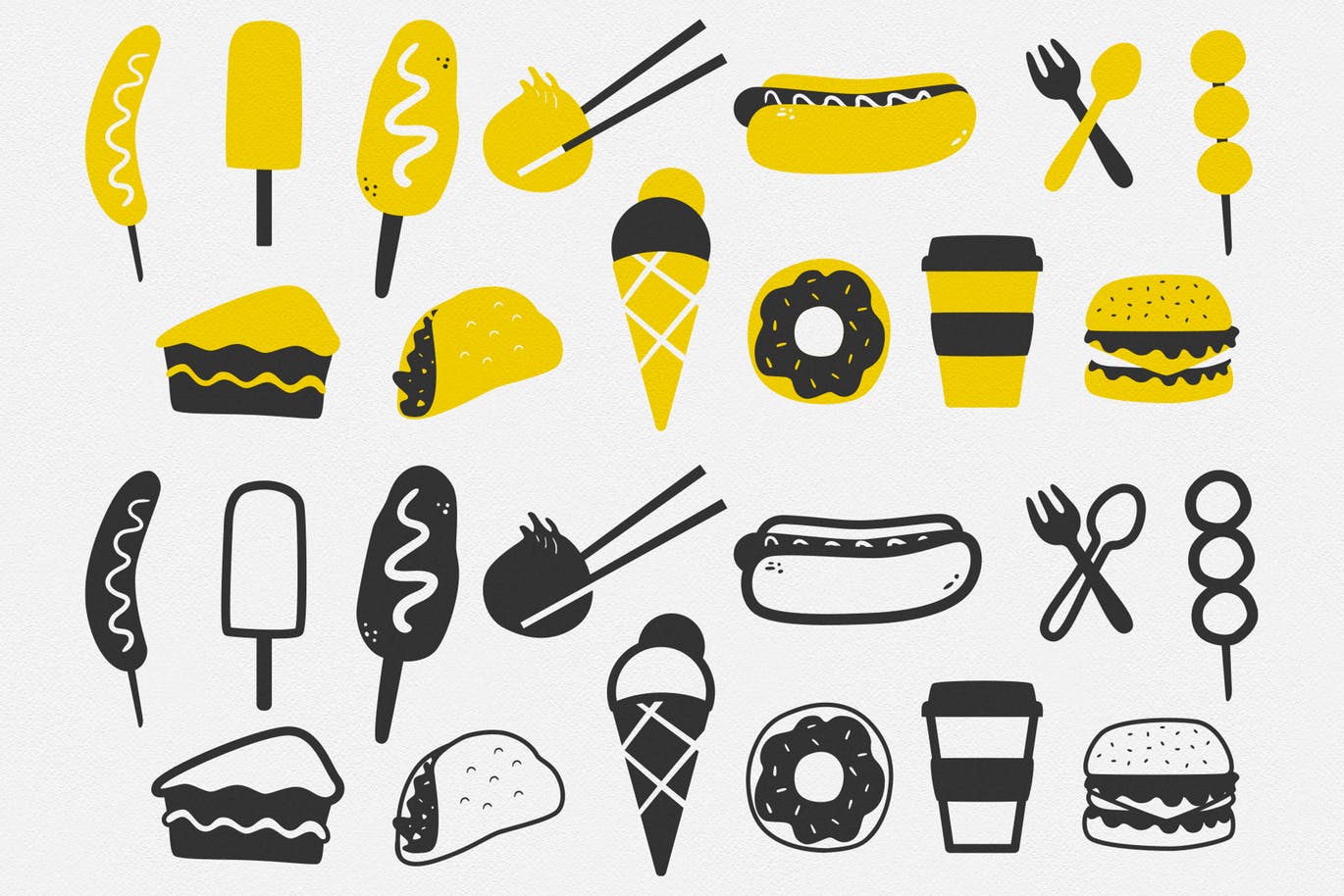 街头食品矢量插画图标素材（Ai）