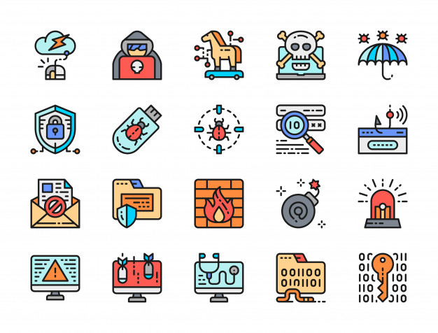 网络安全系统防护图标素材