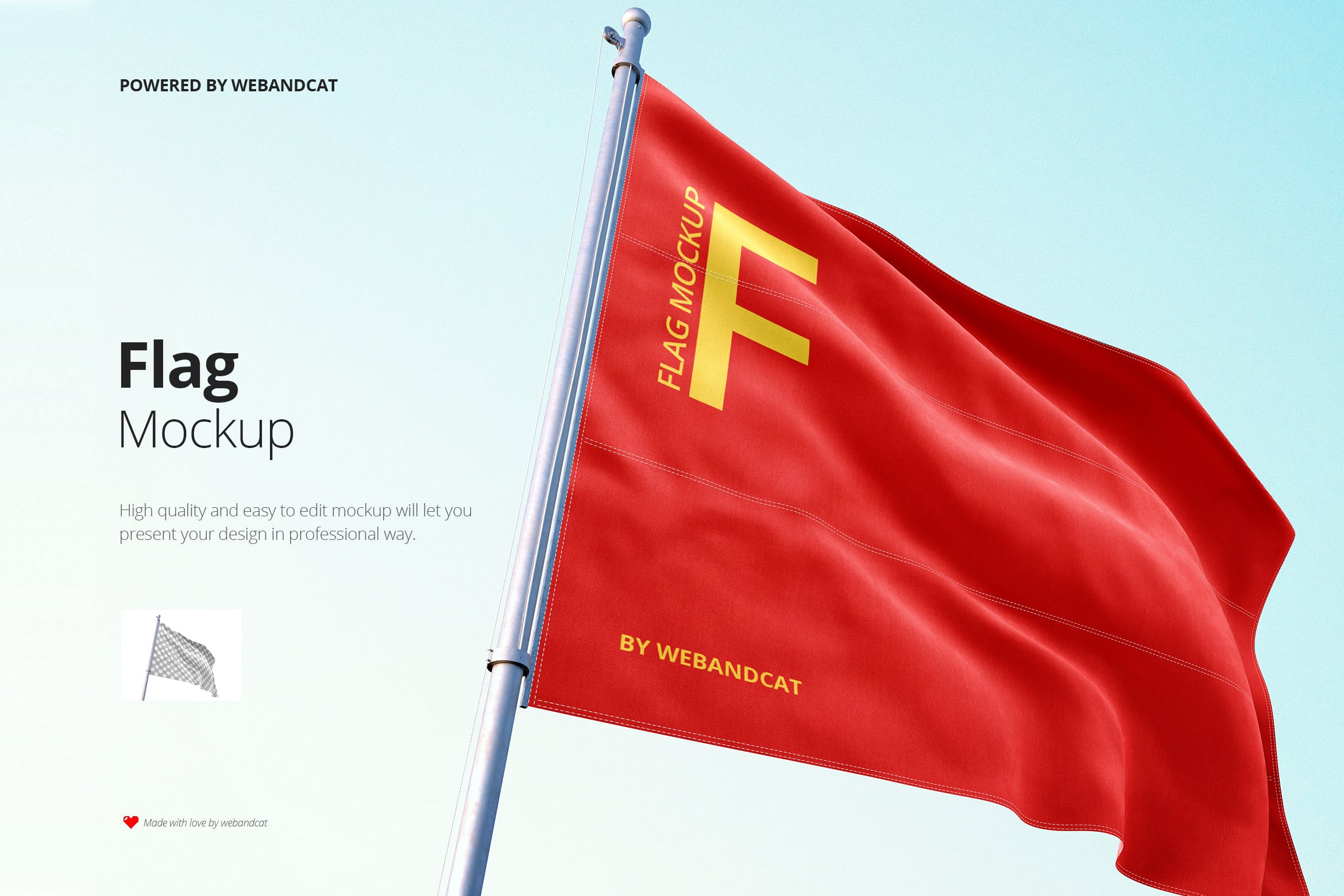 飘扬旗帜图案展示样机素材 Flag Mockup