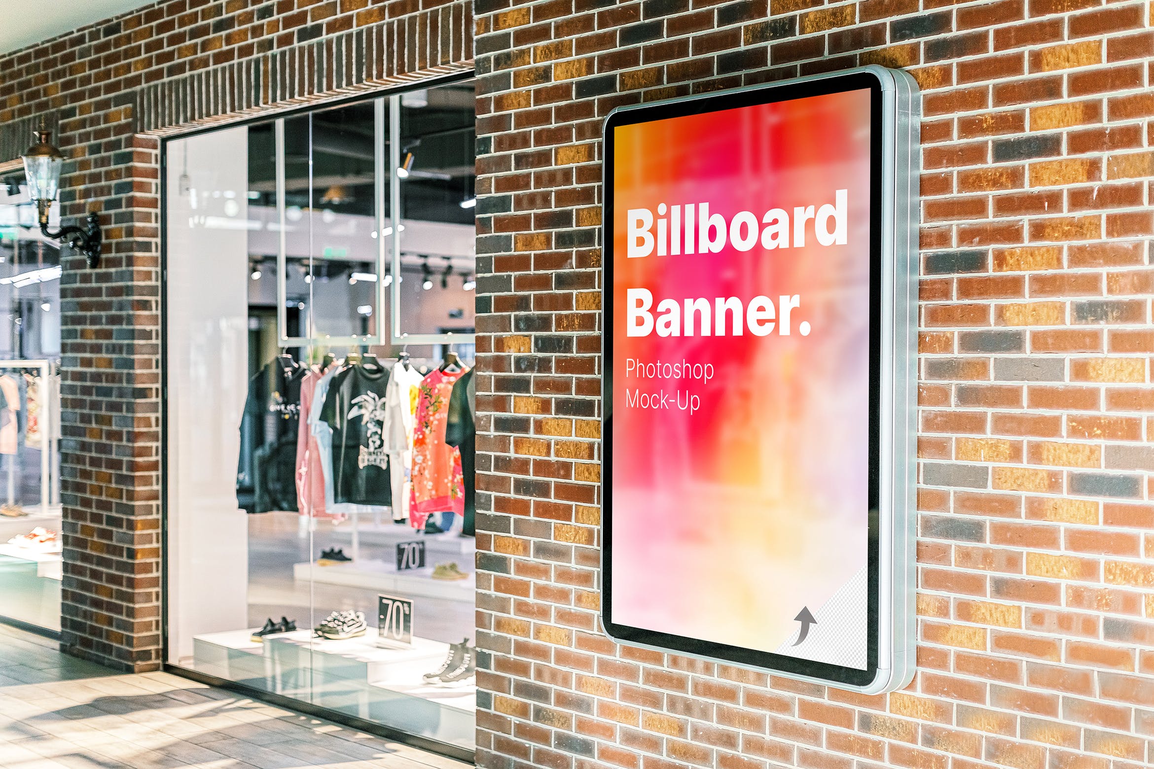 商场品牌横幅广告牌海报样机素材 Brand Banner Billboard Poster Mockup