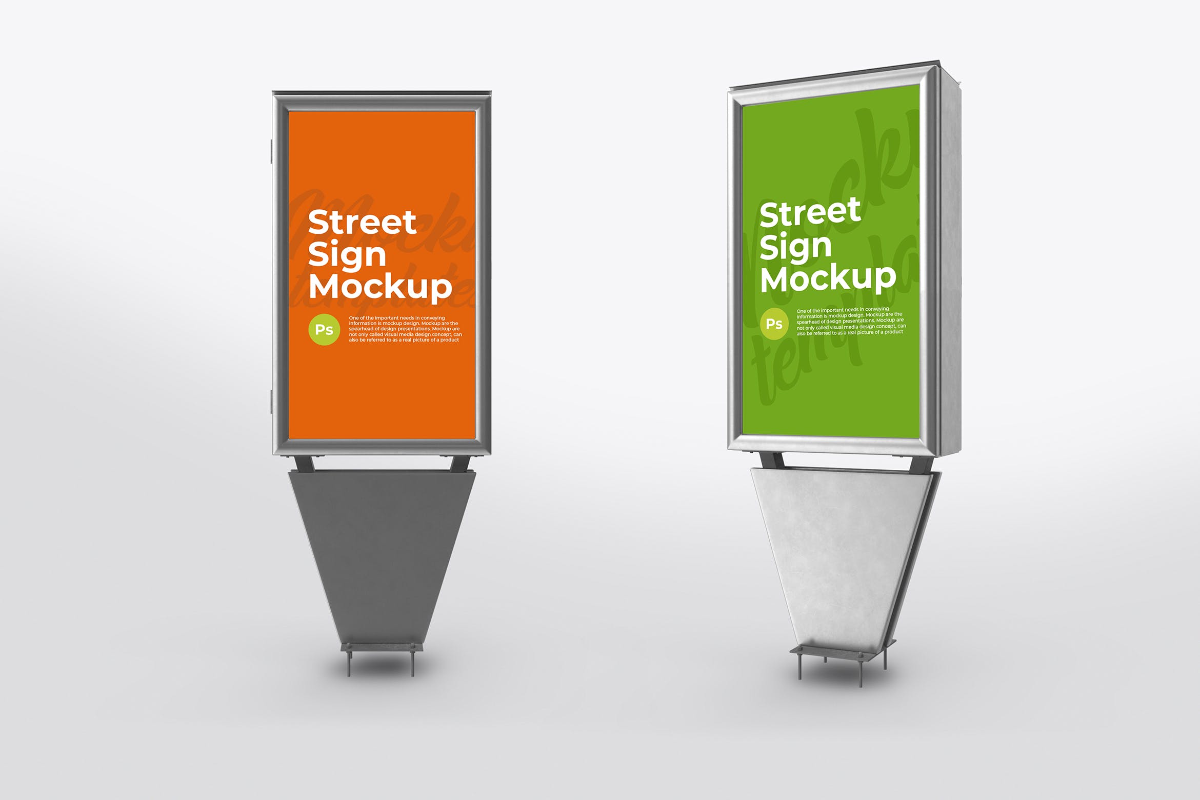 街道铁框广告牌设计样机模板 Street Sign Mockup