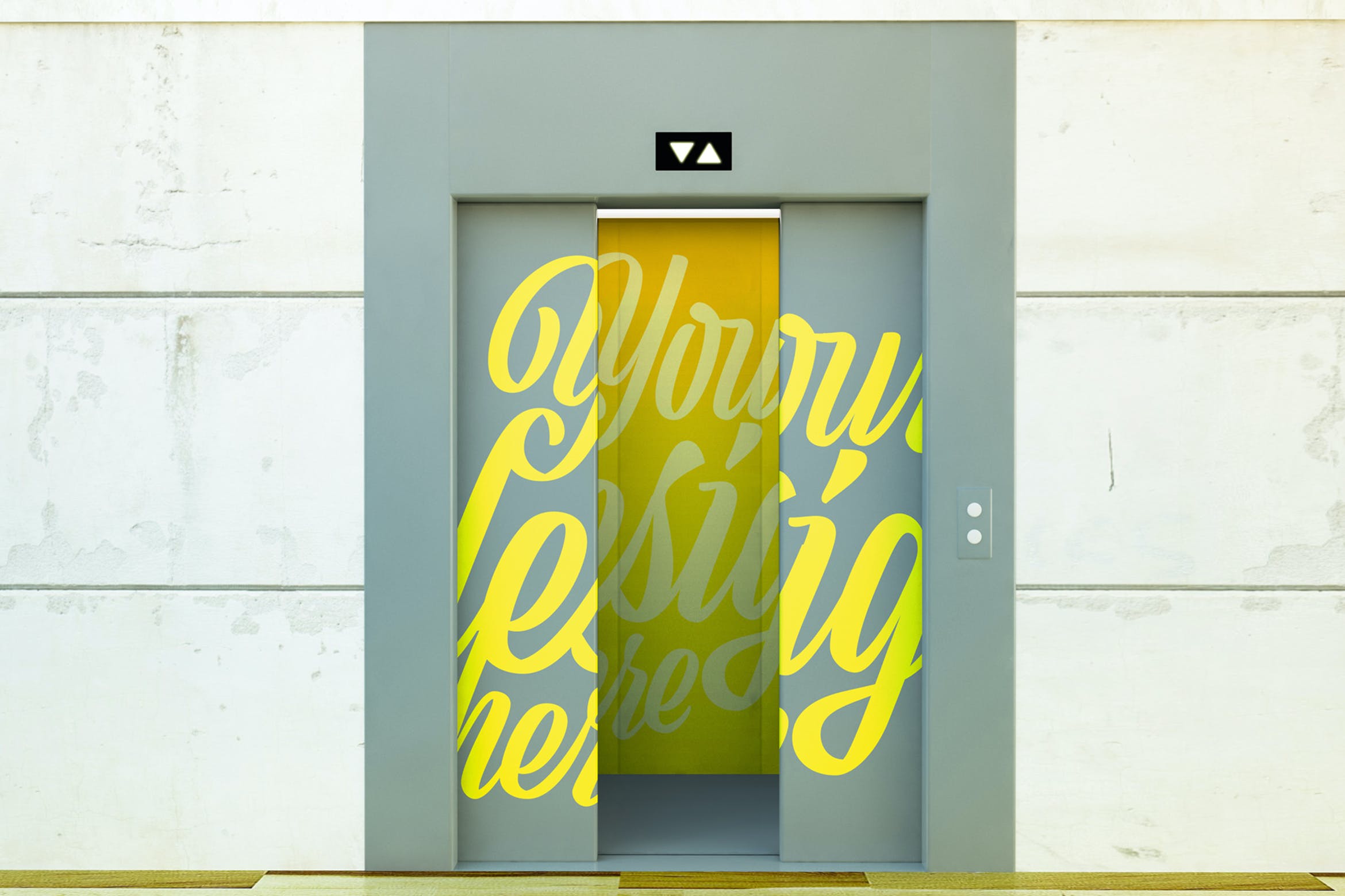 电梯广告开门效果图样机素材 Elevator opening doors mockup