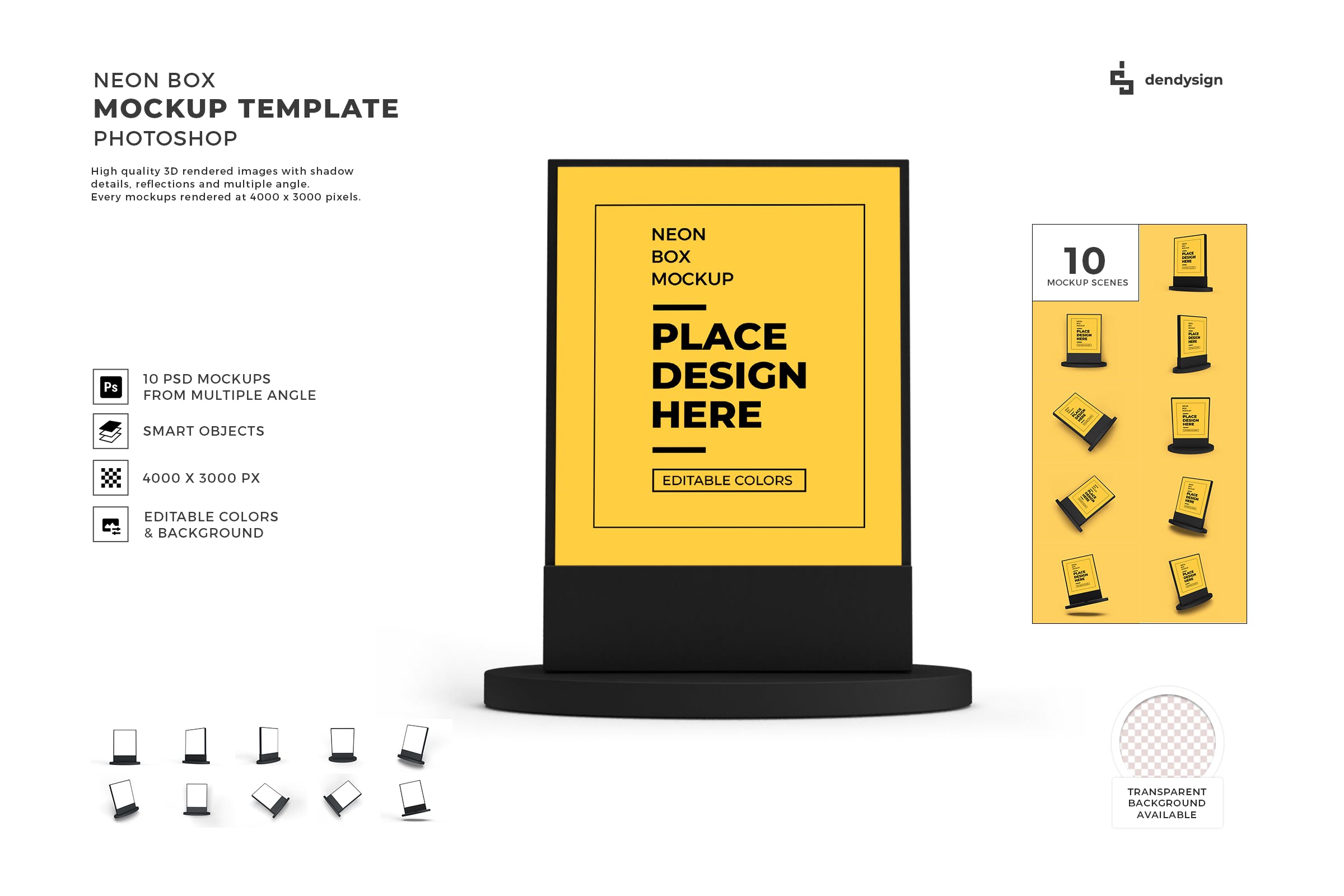 灯箱广告牌设计样机模板集 Neon Box Sign Mockup Template Set