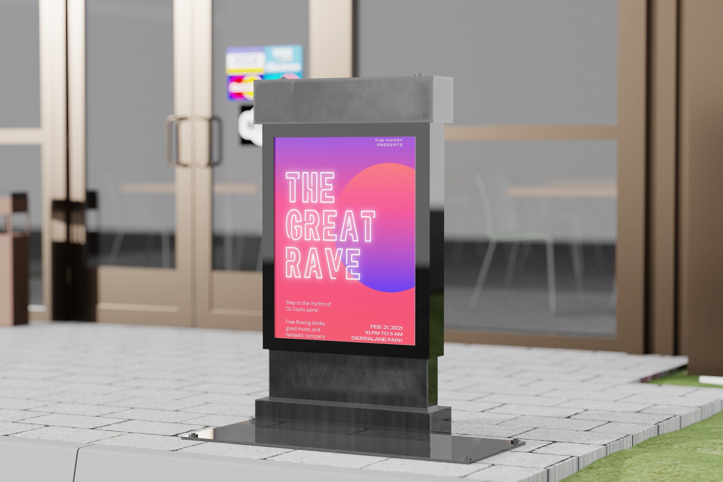 广告牌灯箱广告设计样机 Billboard Lightbox Mockup