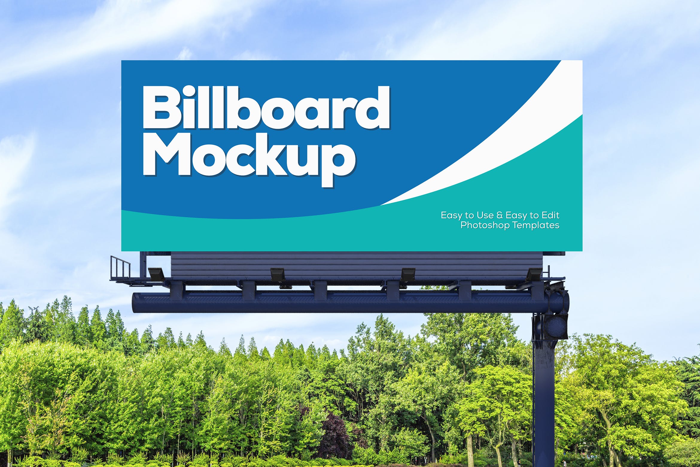 城市公路道路巨型广告牌设计样机模板v8 Billboard Mockup