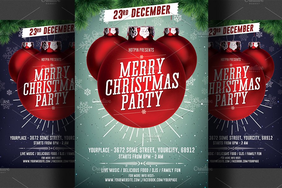 圣诞晚会传单制作模板 Christmas Party Flyer Template