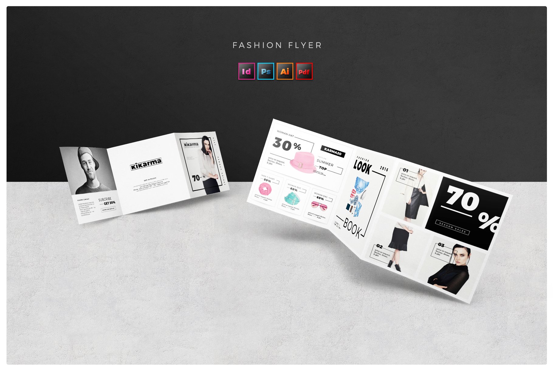 时尚方形三折页模板 Fashion Square Trifold Template