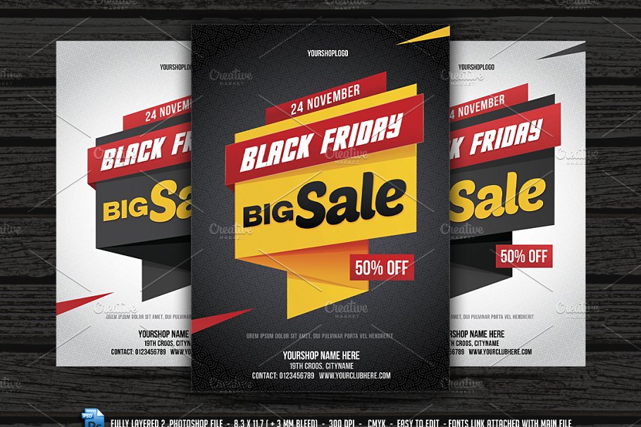 黑色星期五传单设计模板 Black Friday Flyer