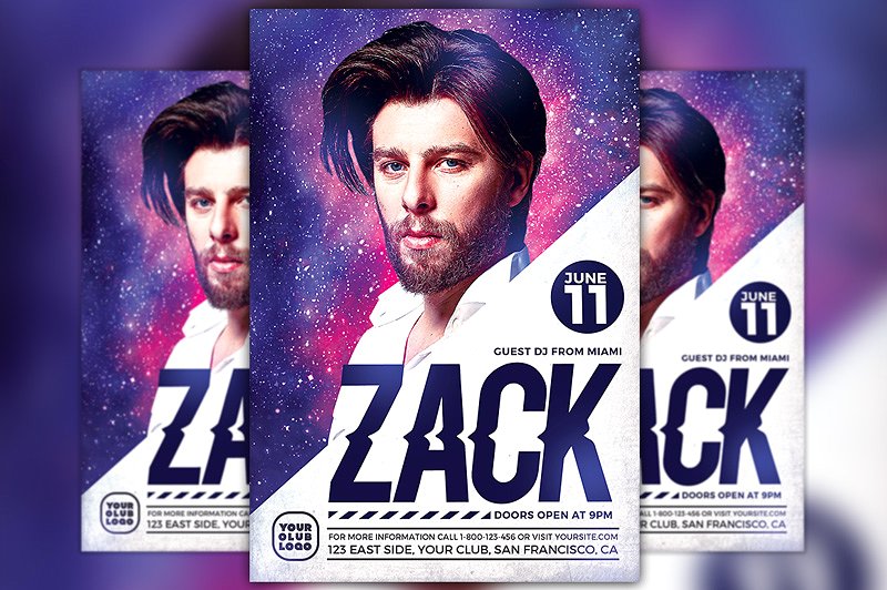 DJ派对传单模板 DJ Zack Party Flyer Template