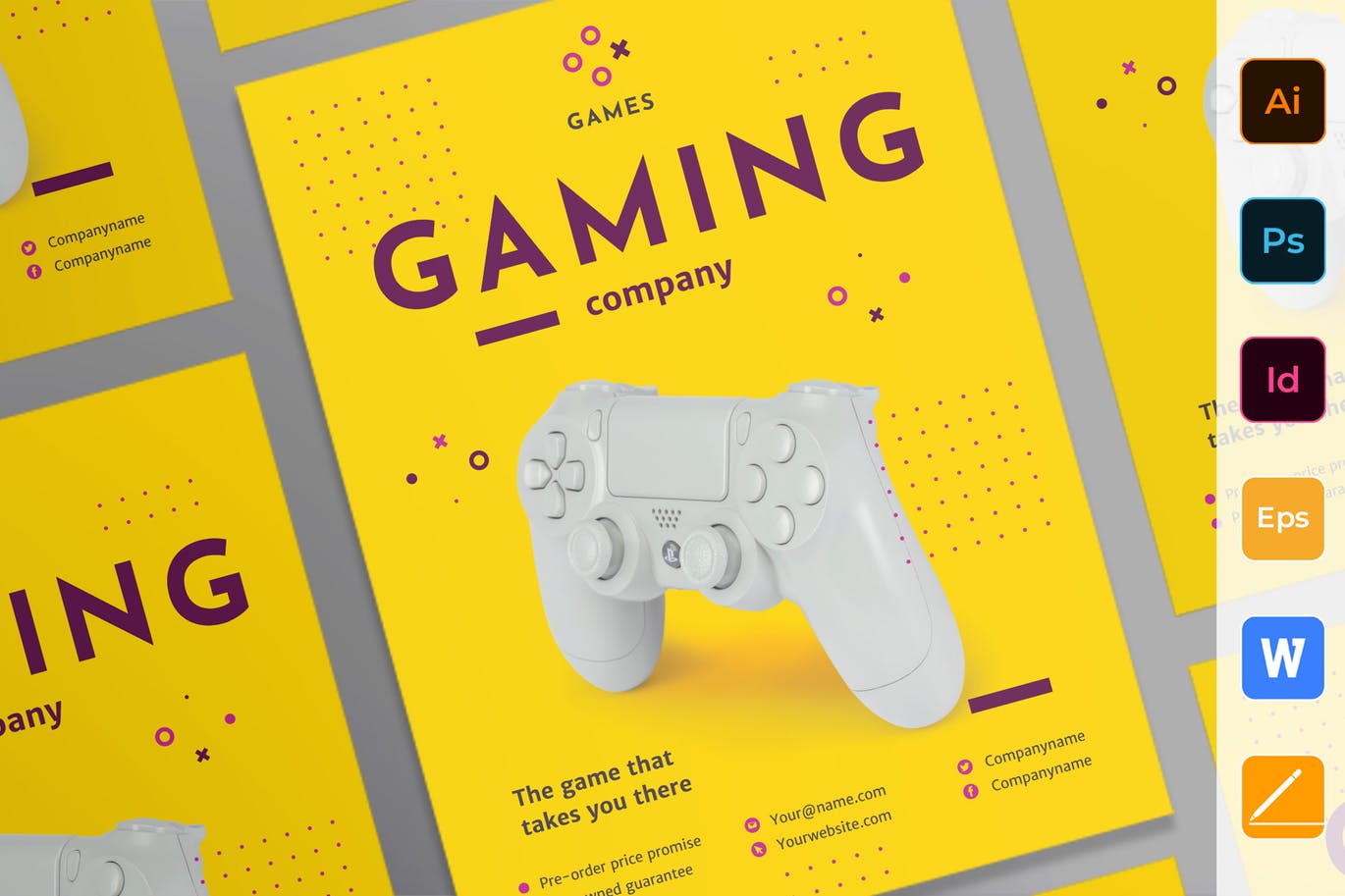 时尚高端多用途的简约高品质游戏公司海报宣传单DM设计模板