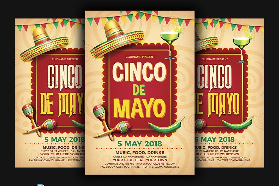 墨西哥风格海报模板 Cinco De Mayo