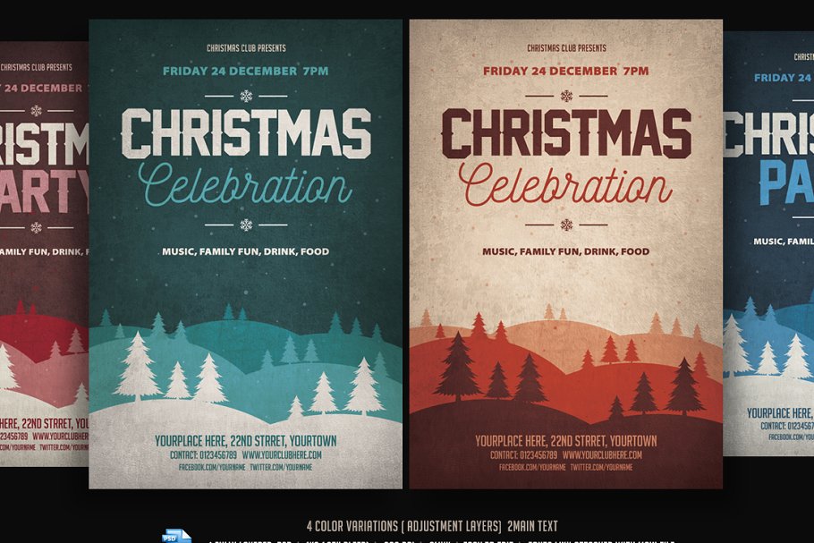 圣诞节海报设计模板 Christmas Party Flyer