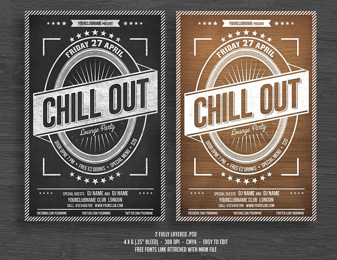 怀旧海报制作模板 Chill Out Flyer/Poster