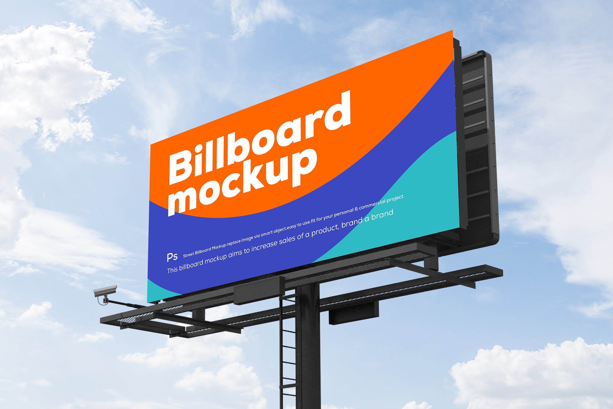 城市公路道路巨型广告牌设计样机模板v5 Billboard Mockup