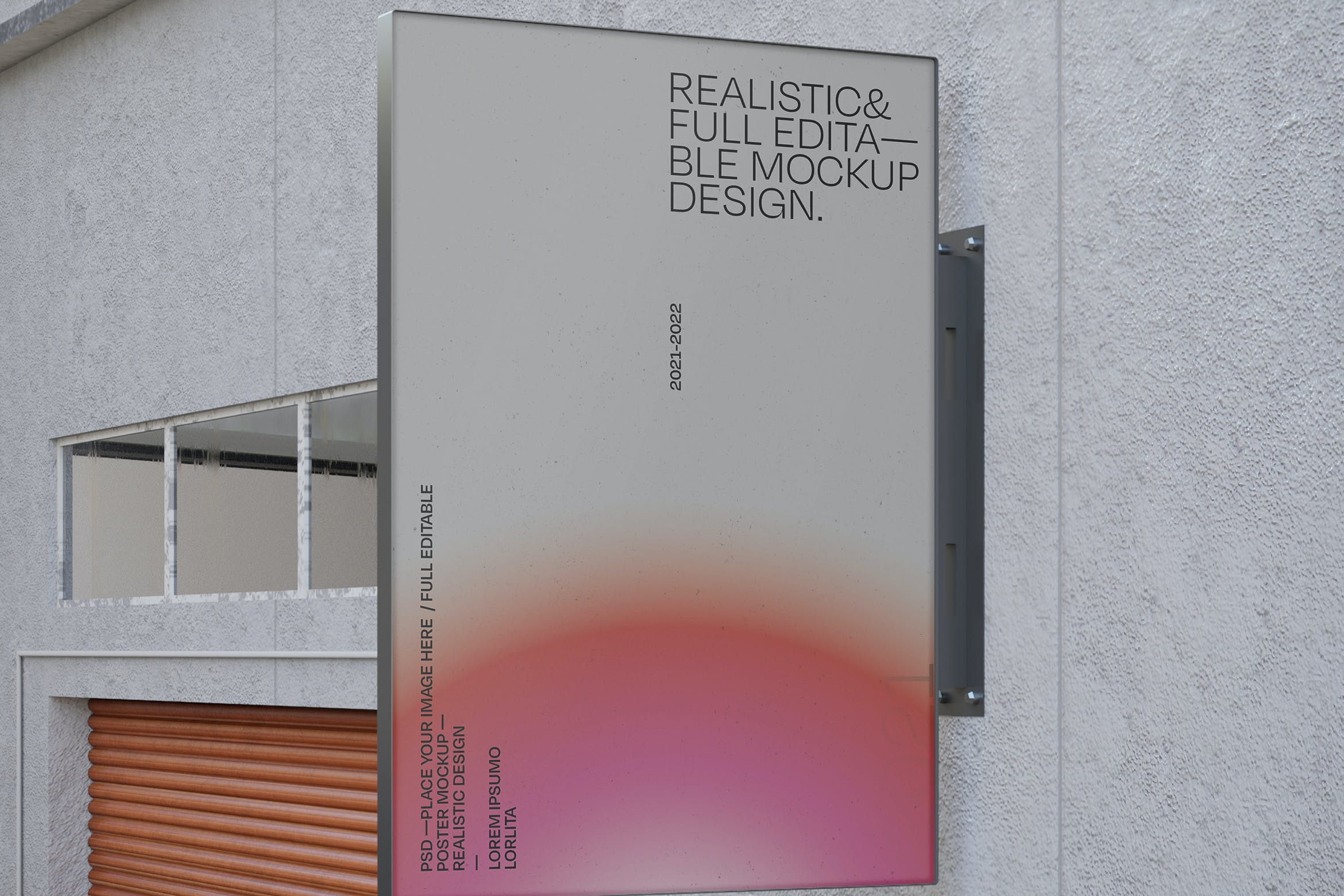 户外墙体广告牌海报样机 Poster on Wall Mockup